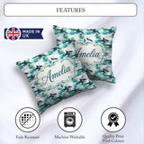 Custom Name Whale Forest Coastal Seamless Pattern Nature Fusion Square Filled Cushion Throw Pillow Sofa Bed Home Decor Zip Washable UK Made