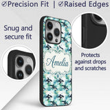 Orca Whale Forest Coastal Seamless Pattern Nature Custom Name Protective Phone Case Mobile Cover Durable Everyday Smartphone Shock Resistant