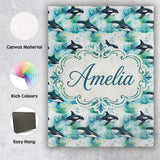 Personalised Name Orca Whale Forest Coastal Custom  Bespoke Interior Contemporary Canvas Wall Art Print Decor Picture Ready to Hang