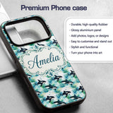 Orca Whale Forest Coastal Seamless Pattern Nature Custom Name Protective Phone Case Mobile Cover Durable Everyday Smartphone Shock Resistant