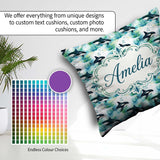 Custom Name Whale Forest Coastal Seamless Pattern Nature Fusion Square Filled Cushion Throw Pillow Sofa Bed Home Decor Zip Washable UK Made