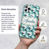 Orca Whale Forest Coastal Seamless Pattern Nature Custom Name Protective Phone Case Mobile Cover Durable Everyday Smartphone Shock Resistant