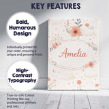 Personalised Name Watercolour Floral Cloud Pattern Soft Peach Tones Custom Canvas Wall Art Print Decor Picture Ready to Hang