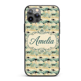 Orca Whale River and Woodland Seamless Pattern Custom Name Protective Phone Case Mobile Cover Durable Everyday Smartphone Shock Resistant