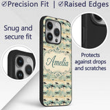 Orca Whale River and Woodland Seamless Pattern Custom Name Protective Phone Case Mobile Cover Durable Everyday Smartphone Shock Resistant