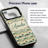 Orca Whale River and Woodland Seamless Pattern Custom Name Protective Phone Case Mobile Cover Durable Everyday Smartphone Shock Resistant