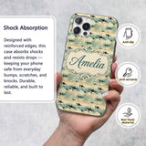 Orca Whale River and Woodland Seamless Pattern Custom Name Protective Phone Case Mobile Cover Durable Everyday Smartphone Shock Resistant