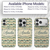 Orca Whale River and Woodland Seamless Pattern Custom Name Protective Phone Case Mobile Cover Durable Everyday Smartphone Shock Resistant