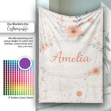 Watercolour Floral Cloud Pattern Soft Peach Tones Cute Unique Gift  Personalised Custom Name Super Soft Fleece Blanket Bed Sofa Throw