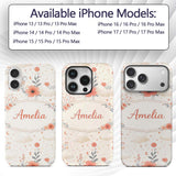 Watercolour Floral Cloud Pattern Soft Peach Tones Custom Name Protective Phone Case Mobile Cover Durable Everyday Smartphone Shock Resistant