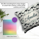 Custom Name Whale Seamless Pattern Minimal Ocean Marine Design Square Filled Cushion Throw Pillow Sofa Bed Home Decor Zip Washable UK Made