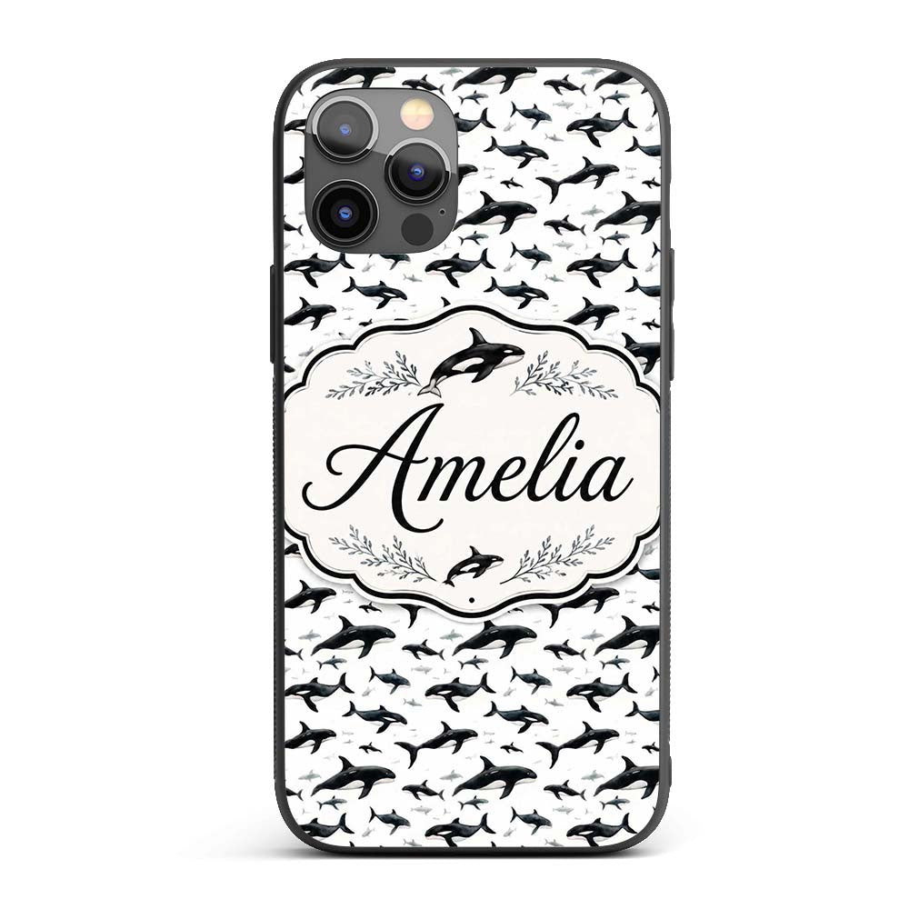 Realistic Orca Whale Seamless Printed Design Custom Name Protective Phone Case Mobile Cover Durable Everyday Smartphone Shock Resistant