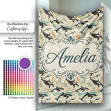 Watercolor Orca Whale Splash Seamless Pattern Artistic Ocean Marine  Personalised Custom Name Super Soft Fleece Blanket Bed Sofa Throw