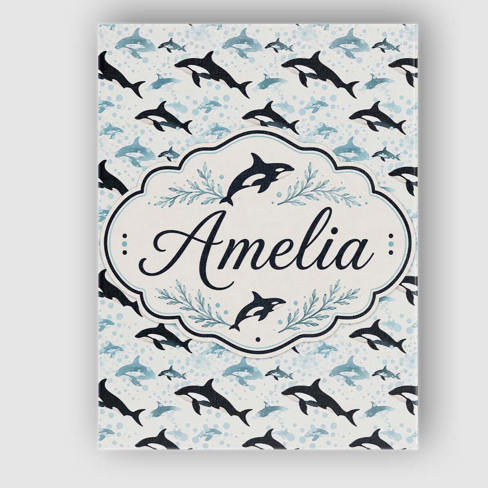 Personalised Name Orca Whale Forest Landscape Custom Unique Gift Idea Modern Room Accent Canvas Wall Art Print Decor Picture Ready to Hang
