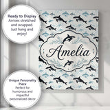 Personalised Name Orca Whale Forest Landscape Custom Unique Gift Idea Modern Room Accent Canvas Wall Art Print Decor Picture Ready to Hang