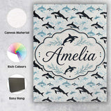 Personalised Name Orca Whale Forest Landscape Custom Unique Gift Idea Modern Room Accent Canvas Wall Art Print Decor Picture Ready to Hang