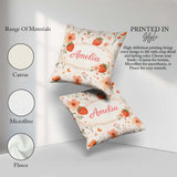 Custom Name Strawberry and Floral Cute Summer Pattern Decor Square Filled Cushion Throw Pillow Sofa Bed Home Decor Zip Washable UK Made