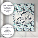 Personalised Name Stylised Orca Whale Wave Custom  Unique Gift Idea Elegant Feature Canvas Wall Art Print Decor Picture Ready to Hang