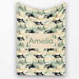 Artistic Orca Whale Splash Texture Seamless Pattern Marine Lovely  Personalised Custom Name Super Soft Fleece Blanket Bed Sofa Throw