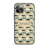 Artistic Orca Whale Splash Texture Printed Design Custom Name Protective Phone Case Mobile Cover Durable Everyday Smartphone Shock Resistant