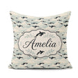 Custom Name Orca Whale Seaweed Seamless Pattern Marine Botanical Square Filled Cushion Throw Pillow Sofa Bed Home Decor Zip Washable UK Made