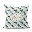 Custom Name Orca Whale Coral Reef Seamless Pattern Vibrant Ocean Square Filled Cushion Throw Pillow Sofa Bed Home Decor Zip Washable UK Made