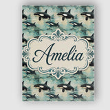 Personalised Name Orca Whale Bubble Ocean Custom  Unique Gift Idea Elegant Feature Canvas Wall Art Print Decor Picture Ready to Hang