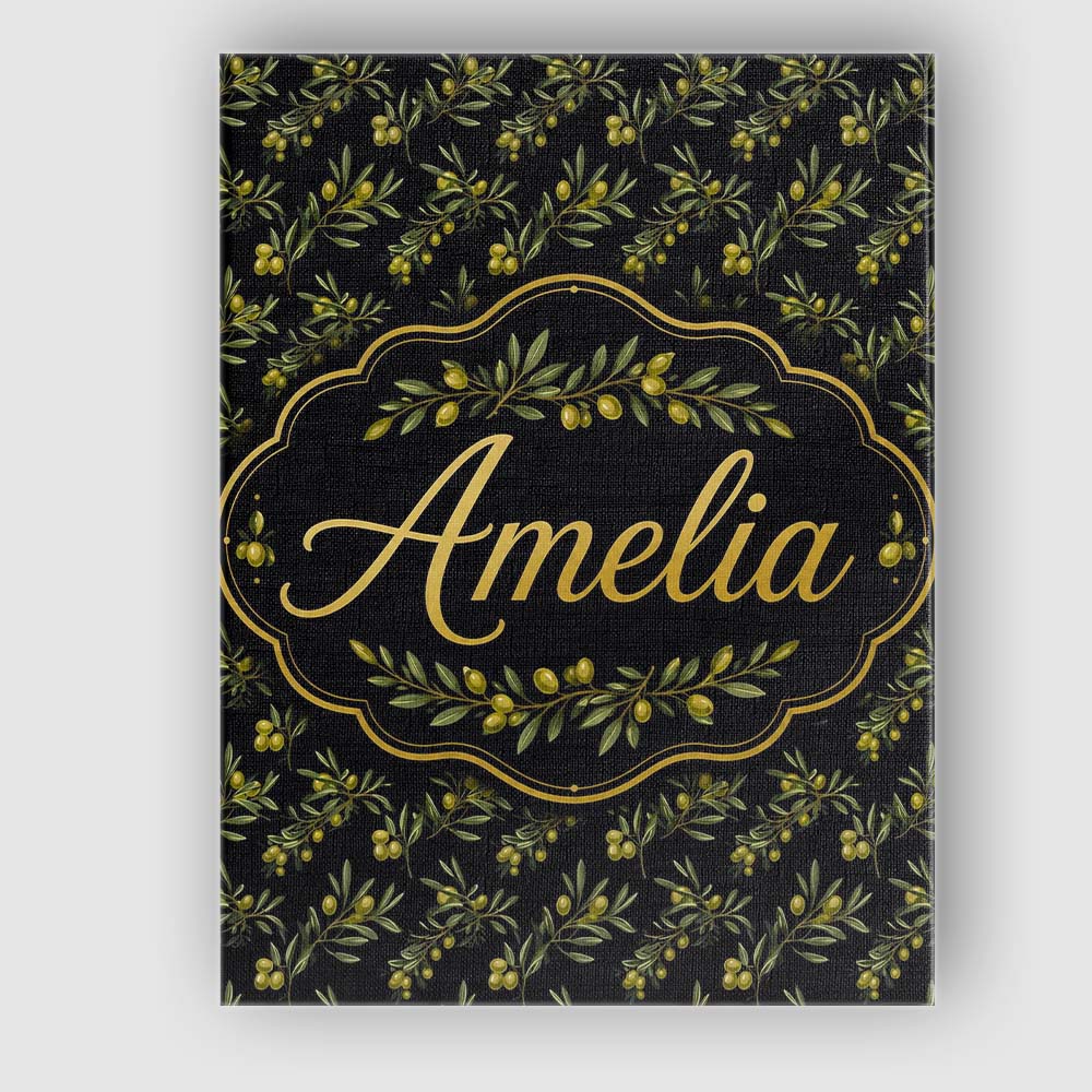 Personalised Name Olive Branches and Olives Custom  Bespoke Interior Contemporary Canvas Wall Art Print Decor Picture Ready to Hang