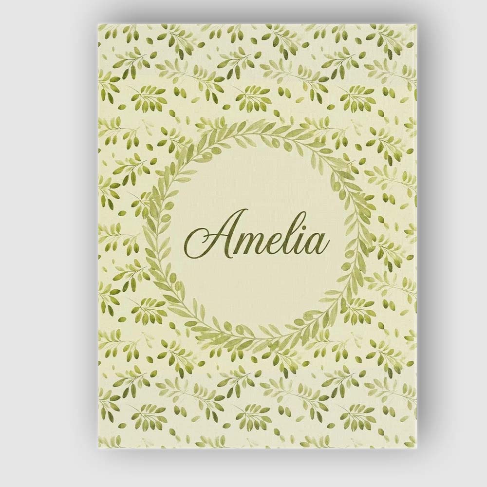 Personalised Name Light Olive Leaves Custom Premium Decorative Design Modern Room Accent Canvas Wall Art Print Decor Picture Ready to Hang