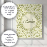 Personalised Name Light Olive Leaves Custom Premium Decorative Design Modern Room Accent Canvas Wall Art Print Decor Picture Ready to Hang
