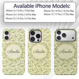 Light Olive Leaves Seamless Decorative Design Custom Name Protective Phone Case Mobile Cover Durable Everyday Smartphone Shock Resistant