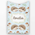 Hedgehog Mushroom Pastel Seamless Pattern Woodland Animal Nursery  Personalised Custom Name Super Soft Fleece Blanket Bed Sofa Throw