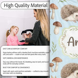 Hedgehog Mushroom Pastel Seamless Pattern Woodland Animal Nursery  Personalised Custom Name Super Soft Fleece Blanket Bed Sofa Throw