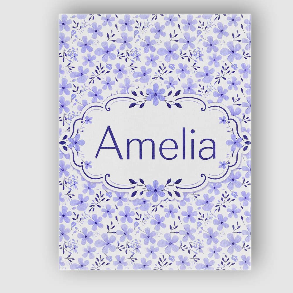 Personalised Name Purple Floral Meadow Custom  Modern Room Accent Elegant Feature Canvas Wall Art Print Decor Picture Ready to Hang