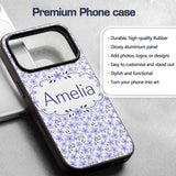 Purple Floral Meadow Seamless Pattern Simple Custom Name Protective Phone Case Mobile Cover Durable Everyday Smartphone Shock Resistant
