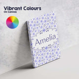 Personalised Name Purple Floral Meadow Custom  Modern Room Accent Elegant Feature Canvas Wall Art Print Decor Picture Ready to Hang