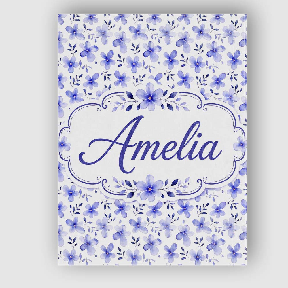 Personalised Name Soft Blue Watercolor Custom  Modern Room Accent Elegant Feature Canvas Wall Art Print Decor Picture Ready to Hang