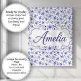 Personalised Name Soft Blue Watercolor Custom  Modern Room Accent Elegant Feature Canvas Wall Art Print Decor Picture Ready to Hang
