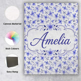 Personalised Name Soft Blue Watercolor Custom  Modern Room Accent Elegant Feature Canvas Wall Art Print Decor Picture Ready to Hang