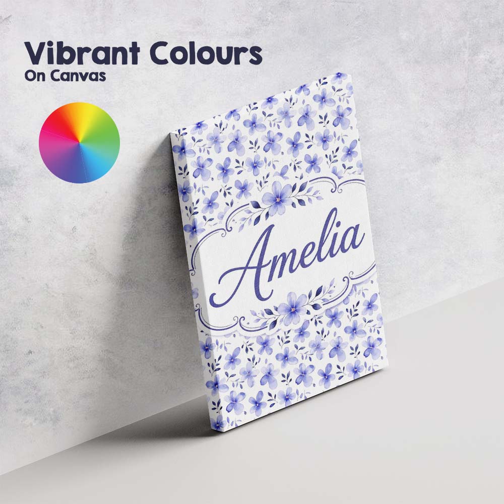 Personalised Name Soft Blue Watercolor Custom  Modern Room Accent Elegant Feature Canvas Wall Art Print Decor Picture Ready to Hang