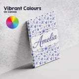 Personalised Name Soft Blue Watercolor Custom  Modern Room Accent Elegant Feature Canvas Wall Art Print Decor Picture Ready to Hang