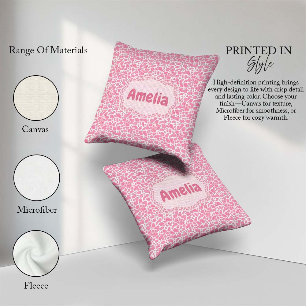 Custom Name Abstract Animal Print Seamless Pattern Organic Shape Square Filled Cushion Throw Pillow Sofa Bed Home Decor Zip Washable UK Made