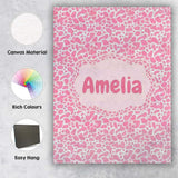 Personalised Name Pink Abstract Animal Custom  Modern Room Accent Elegant Feature Canvas Wall Art Print Decor Picture Ready to Hang