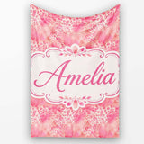 Pink Watercolor Leopard Print Seamless Pattern Blended Animal Lovely  Personalised Custom Name Super Soft Fleece Blanket Bed Sofa Throw