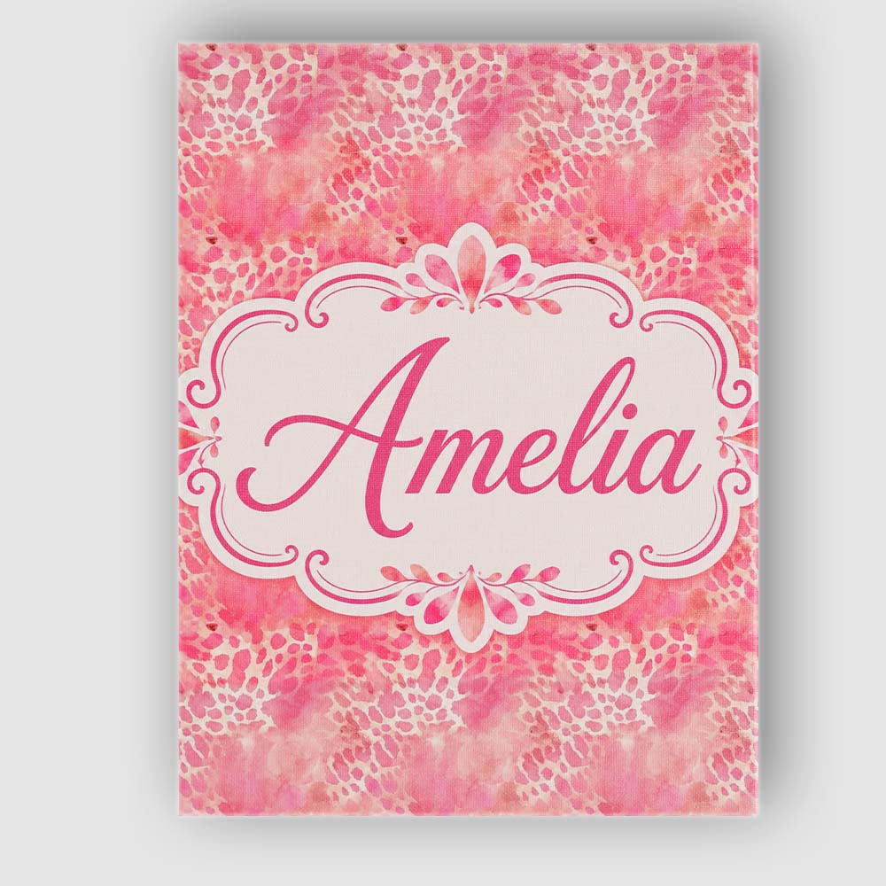 Personalised Name Pink Watercolor Leopard Custom  Unique Gift Idea Elegant Feature Canvas Wall Art Print Decor Picture Ready to Hang