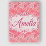 Personalised Name Pink Watercolor Leopard Custom  Unique Gift Idea Elegant Feature Canvas Wall Art Print Decor Picture Ready to Hang