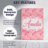 Personalised Name Pink Watercolor Leopard Custom  Unique Gift Idea Elegant Feature Canvas Wall Art Print Decor Picture Ready to Hang
