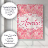 Personalised Name Pink Watercolor Leopard Custom  Unique Gift Idea Elegant Feature Canvas Wall Art Print Decor Picture Ready to Hang