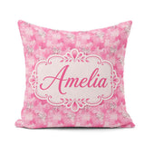 Custom Name Pink Watercolor Abstract Texture Seamless Artistic Square Filled Cushion Throw Pillow Sofa Bed Home Decor Zip Washable UK Made