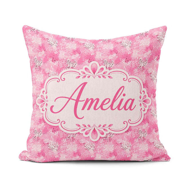 Custom Name Pink Watercolor Abstract Texture Seamless Artistic Square Filled Cushion Throw Pillow Sofa Bed Home Decor Zip Washable UK Made